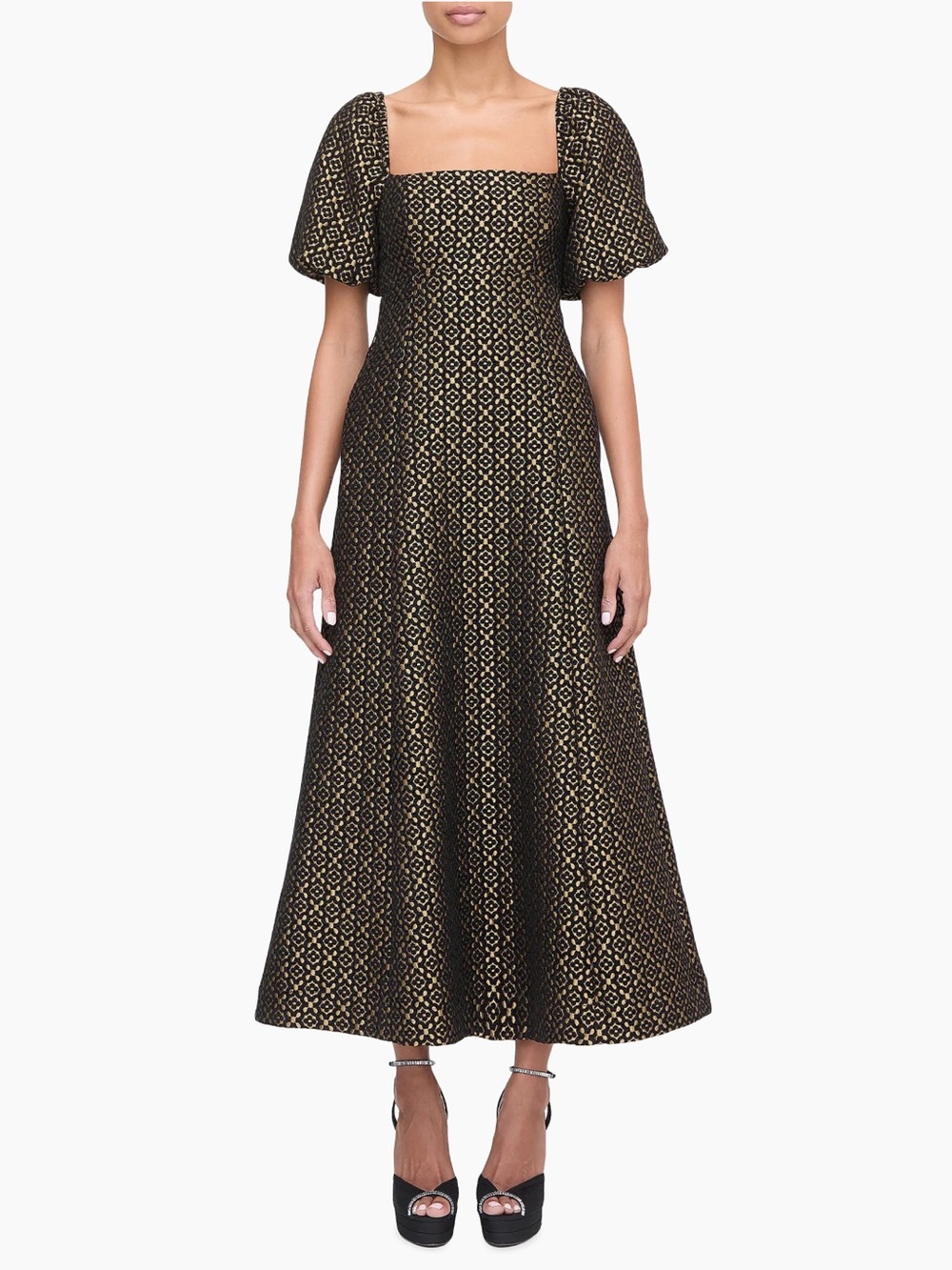 NEW Hill House Matilda Black & Gold Brocade Midi Dress